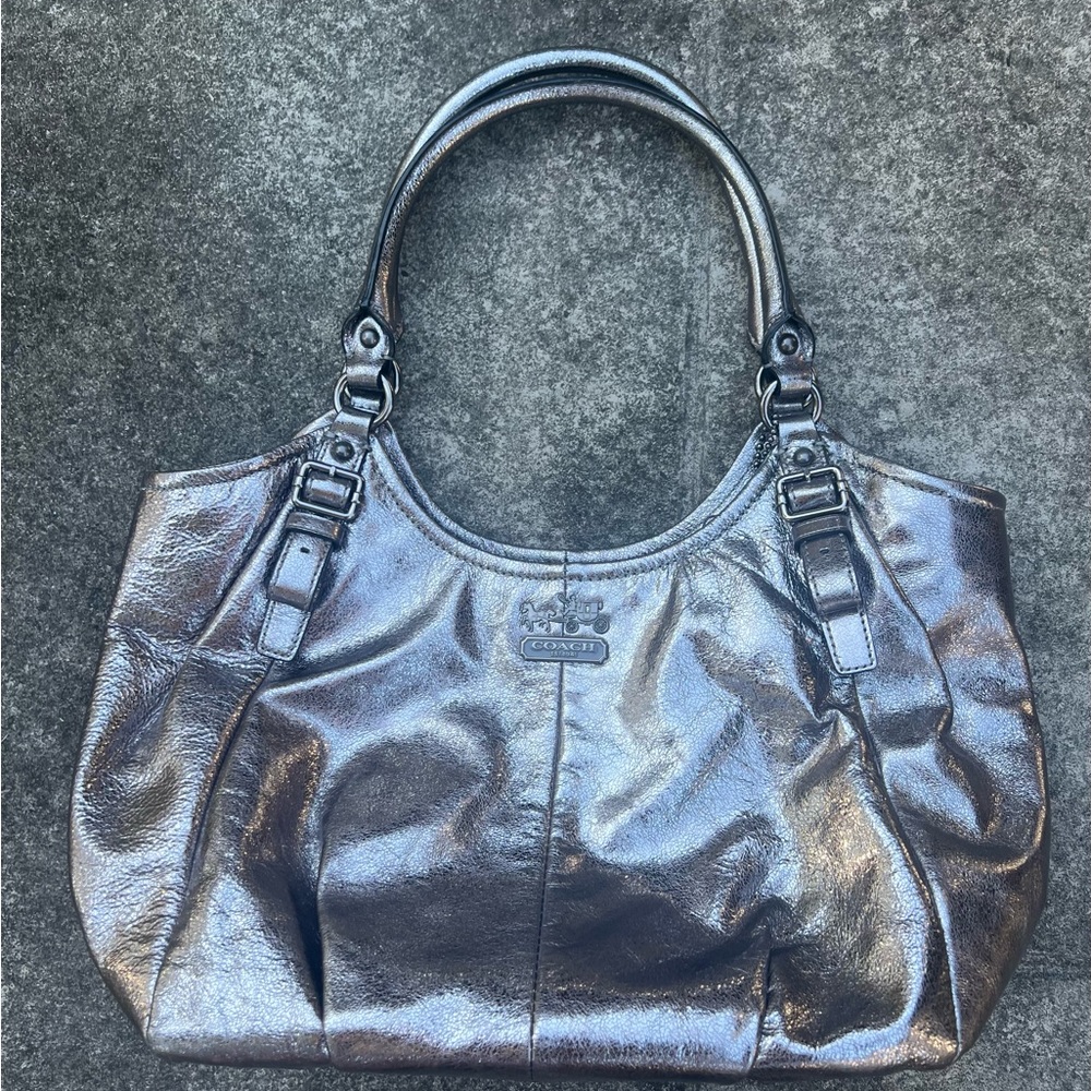 Coach Madison Abigail Metallic Silver Leather Bag